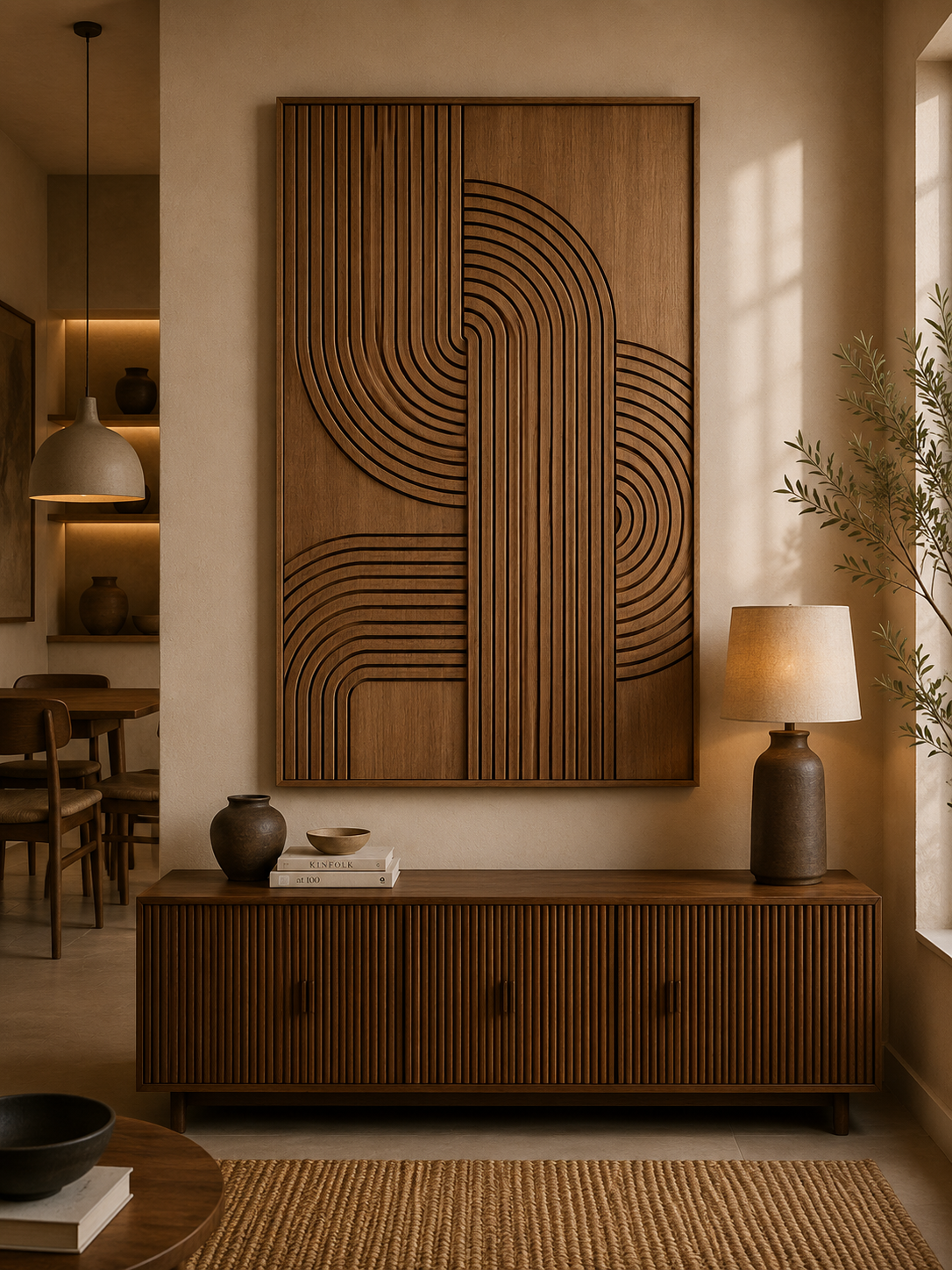 Tableau en bois hêtre - Élégance Linéaire